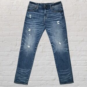 American Eagle Athletic Fit Jeans Airflex + Size 33x32 Distressed Fade Stretch